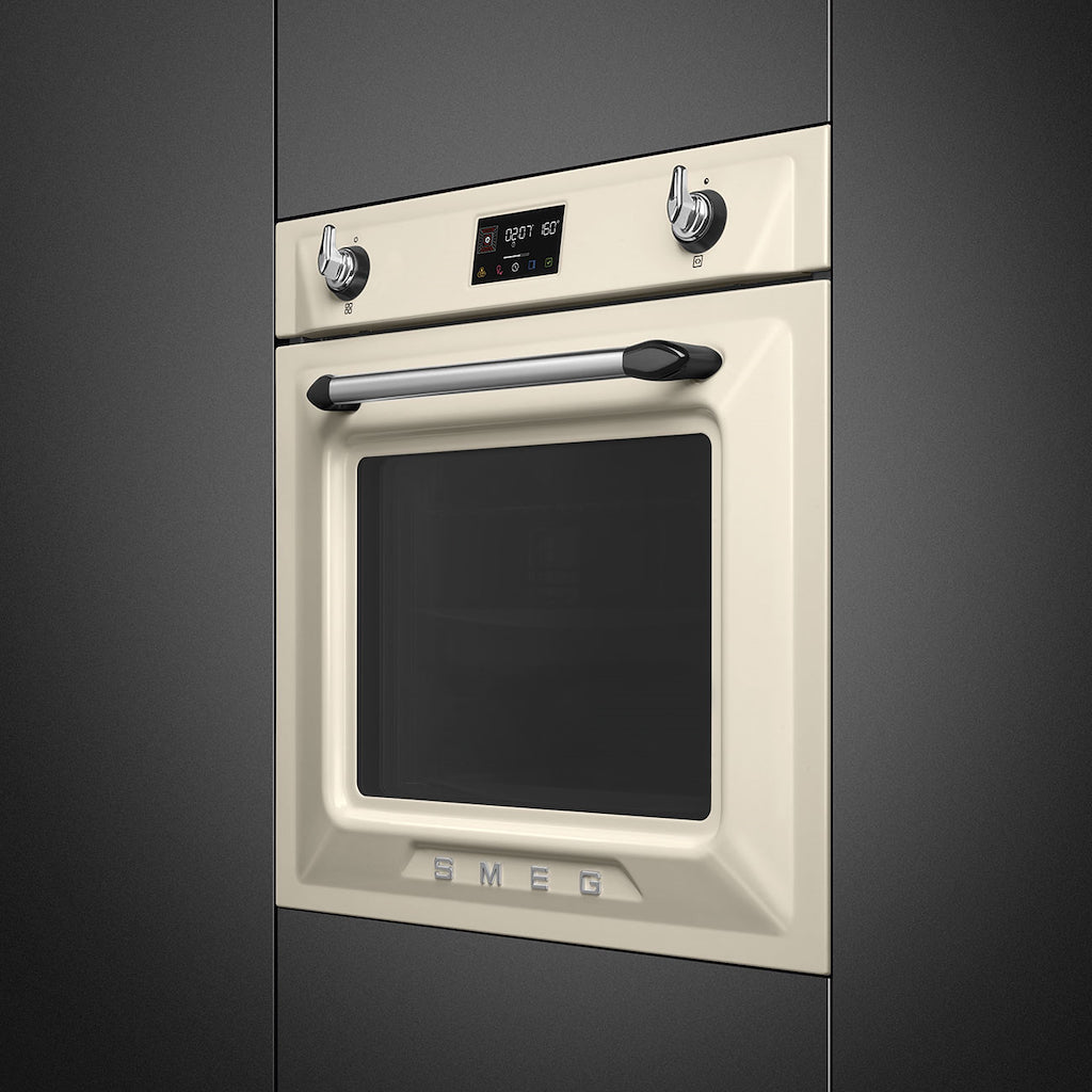 Smeg SOP6902S2PP 60cm Victoria Pyrolytic SteamOne Single Oven, Cream