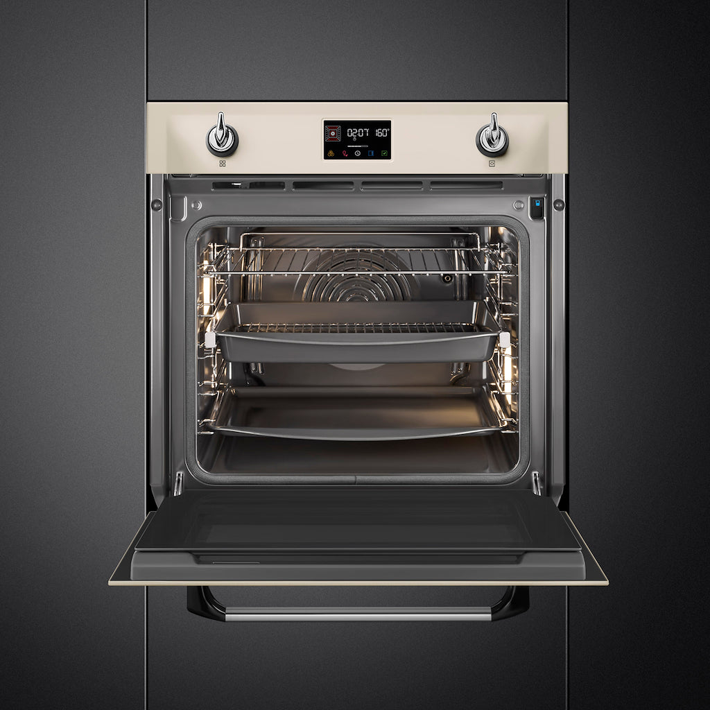 Smeg SOP6902S2PP 60cm Victoria Pyrolytic SteamOne Single Oven, Cream