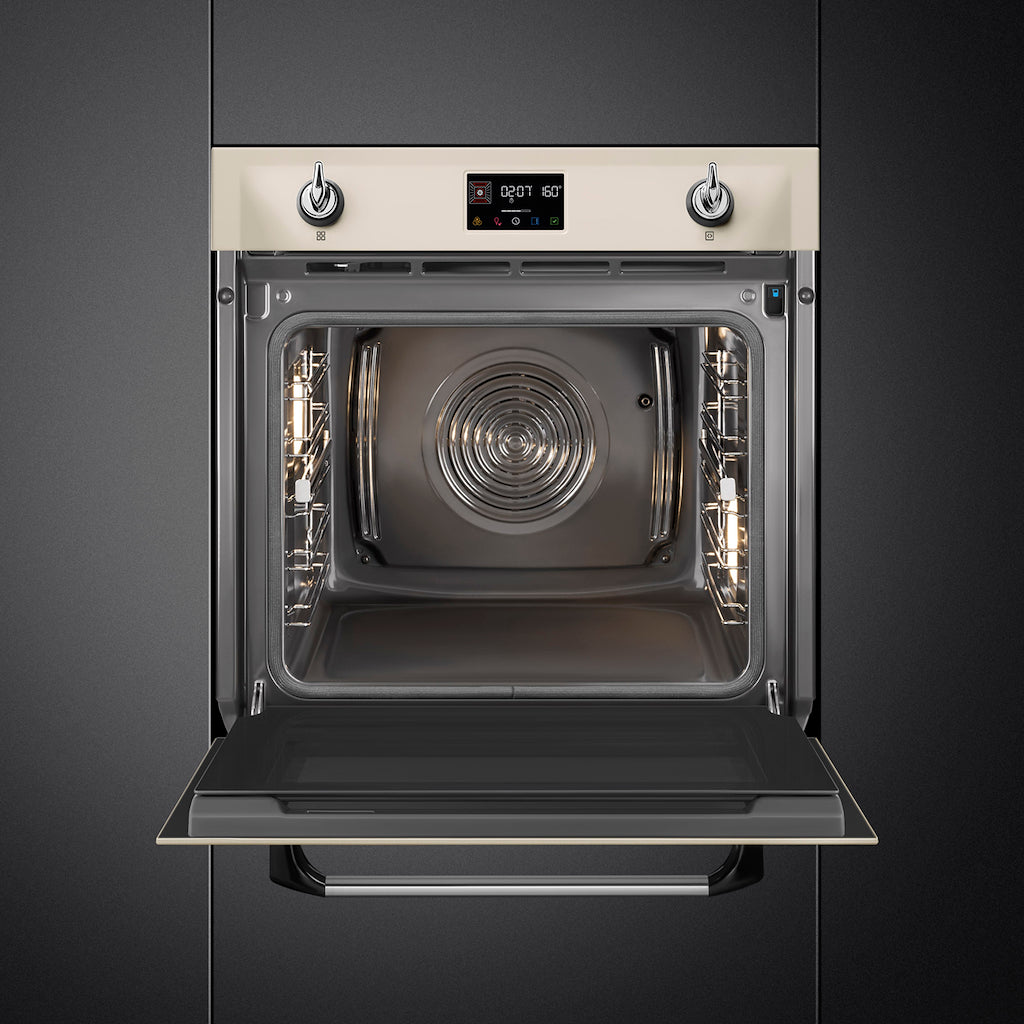 Smeg SOP6902S2PP 60cm Victoria Pyrolytic SteamOne Single Oven, Cream