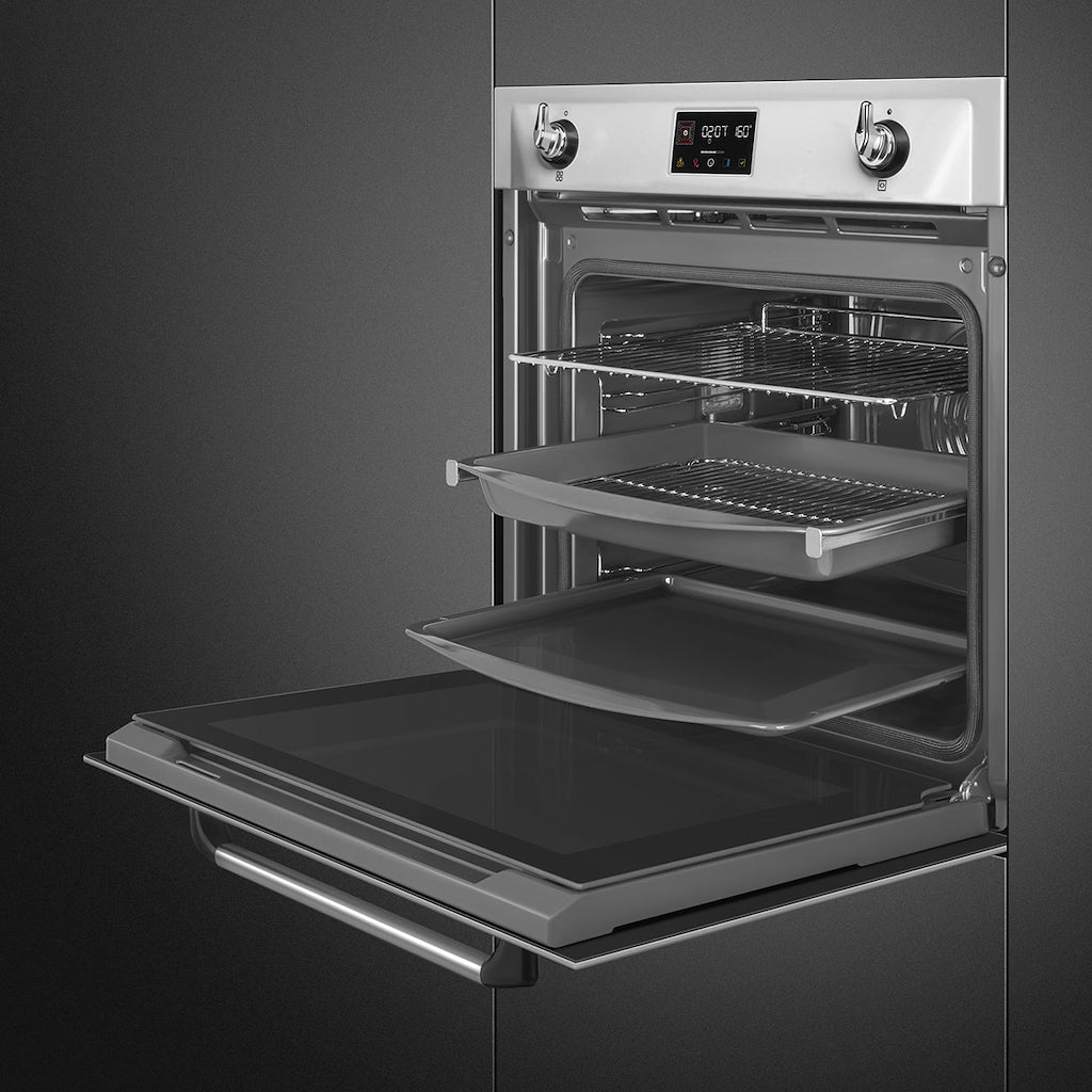 Smeg SOP6902S2PX 60cm Victoria Pyrolytic SteamOne Single Oven, Stainless Steel