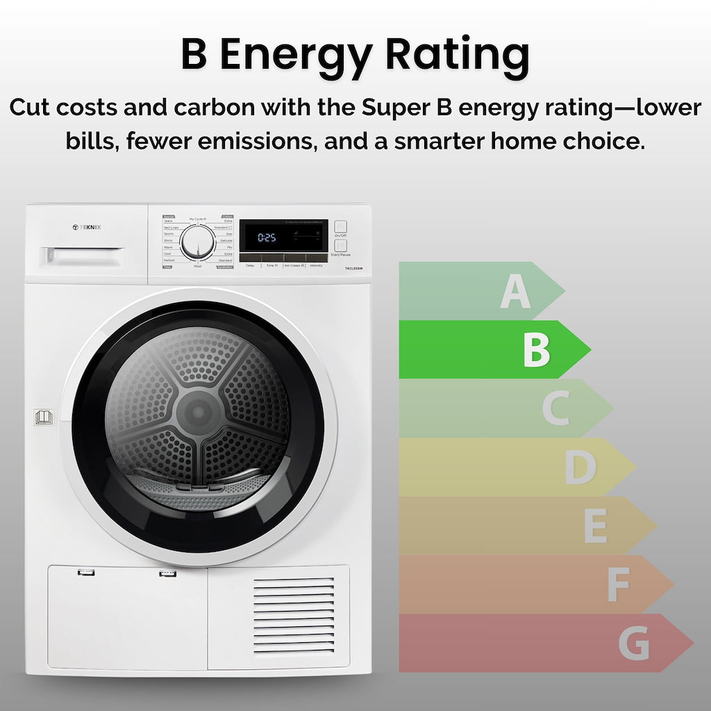 Teknix TK2CLED8W 8kg Condenser Tumble Dryer - White