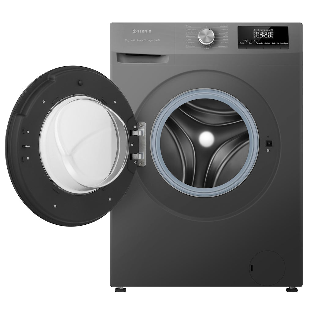 Teknix TK2W814HS 8kg Washing Machine with 1400rpm Spin - Graphite