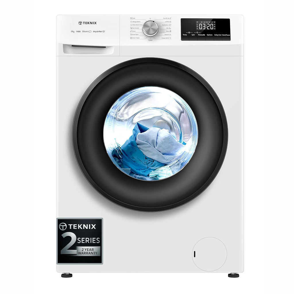 Teknix TK2W814HW 8kg Washing Machine with 1400rpm Spin - White