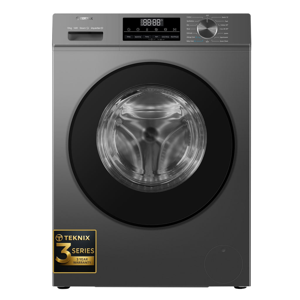 Teknix TK3W1014XS 3 Series 10kg Washing Machine with 1400rpm Spin - Graphite