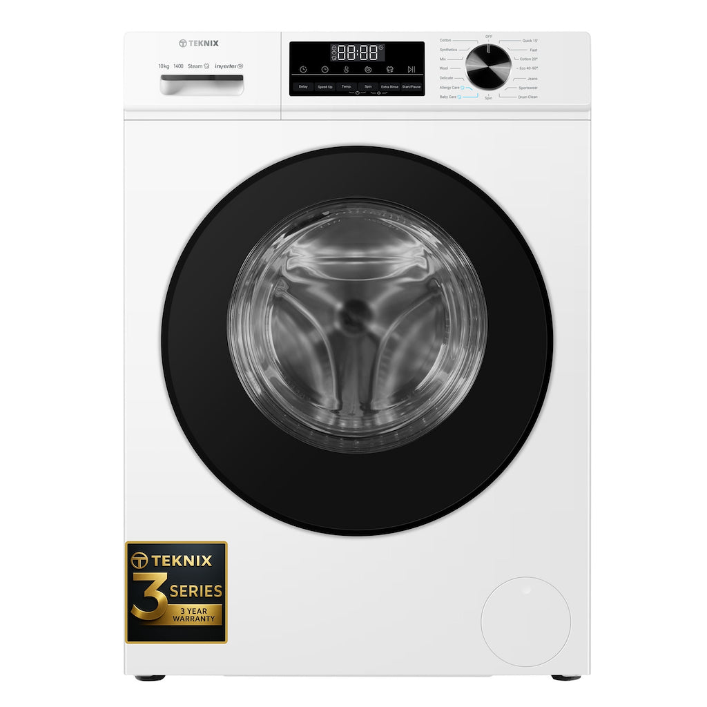 Teknix TK3W1014XW 3 Series 10kg Washing Machine with 1400rpm Spin - White