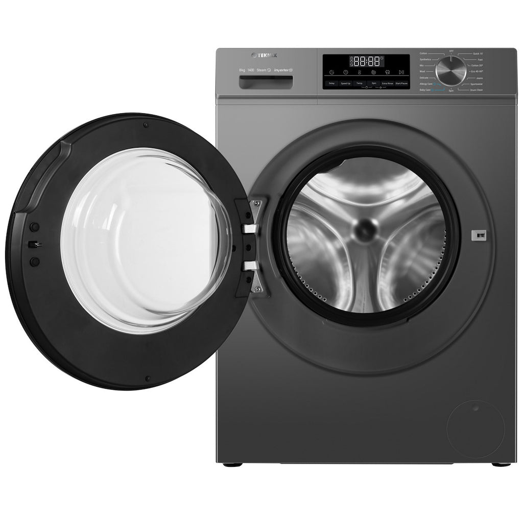 Teknix TK3W814XS 3 Series 8kg Washing Machine with 1400rpm Spin - Titanium