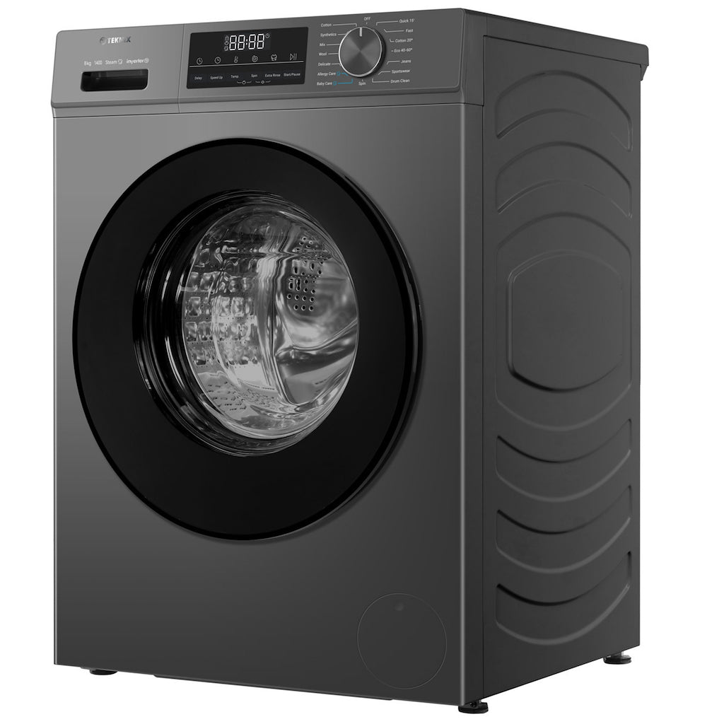 Teknix TK3W814XS 3 Series 8kg Washing Machine with 1400rpm Spin - Titanium