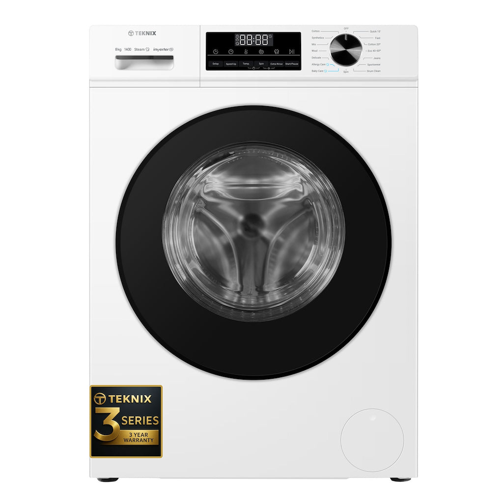 Teknix TK3W814XW 3 Series 8kg Washing Machine with 1400rpm Spin - White