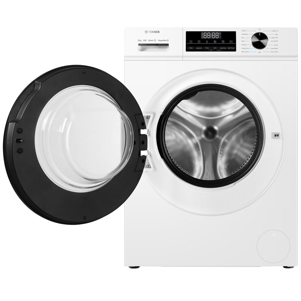 Teknix TK3W814XW 3 Series 8kg Washing Machine with 1400rpm Spin - White