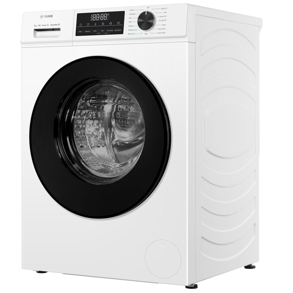 Teknix TK3W814XW 3 Series 8kg Washing Machine with 1400rpm Spin - White