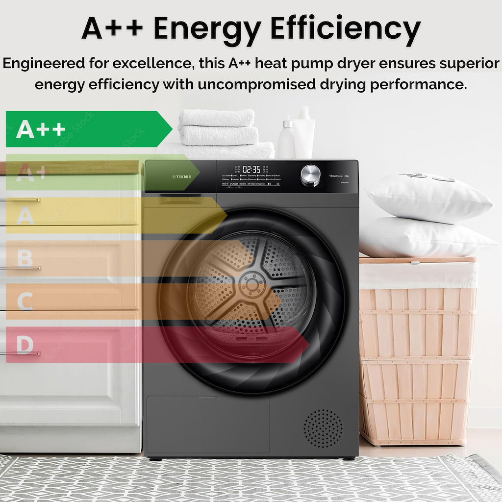 Teknix TK5HP9HS 5 Series 9kg Heat Pump Tumble Dryer - Titanium