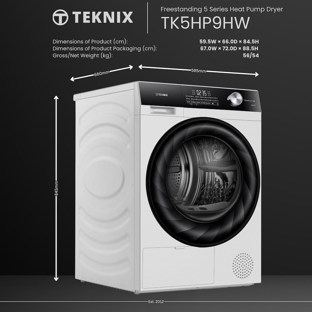 Teknix TK5HP9HW 5 Series 9kg Heat Pump Tumble Dryer - White