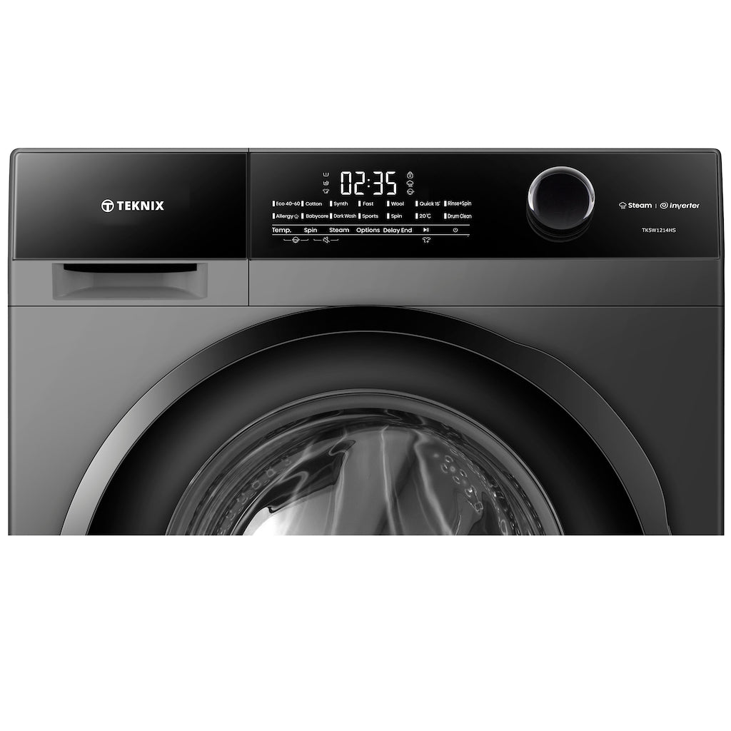 Teknix TK5W1214HS 5 Series 12kg Washing Machine with 1400rpm Spin - Graphite
