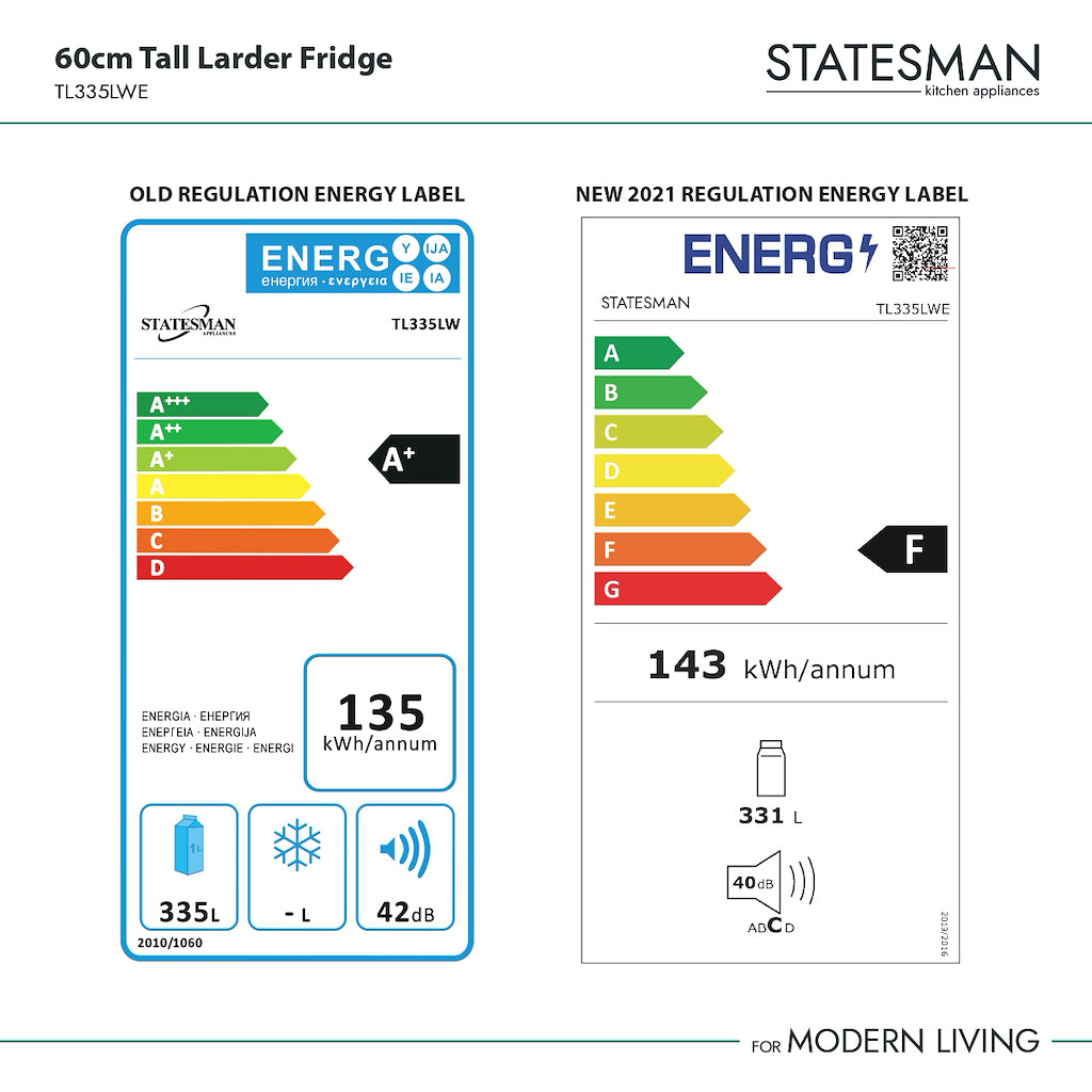 Statesman TL335LWE 60cm Tall Larder Fridge