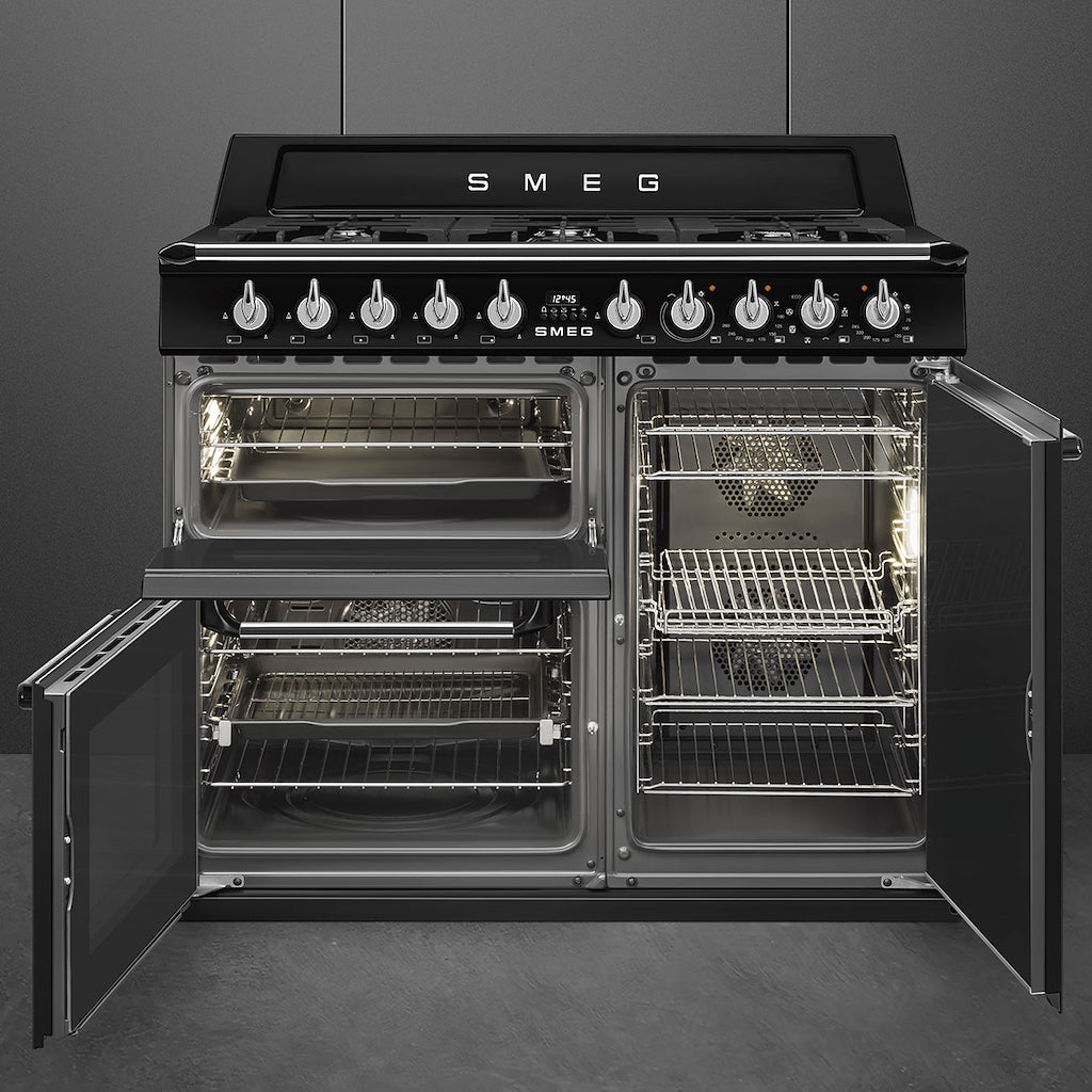 Smeg TR103BL 100cm Victoria Dual Fuel Range Cooker, Black