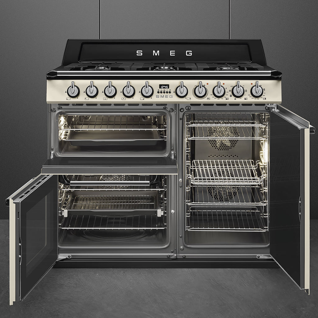 Smeg TR103P 100cm Victoria Dual Fuel Range Cooker, Cream