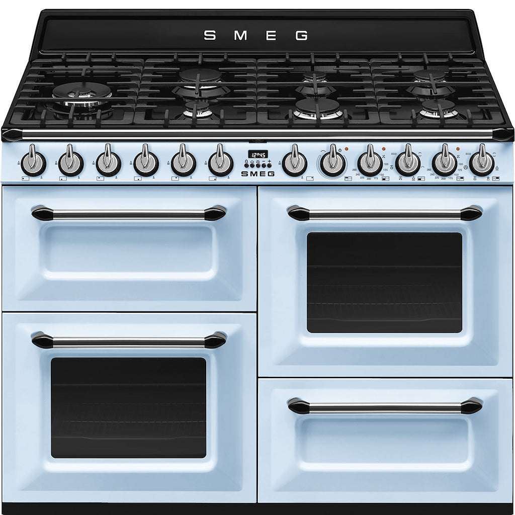 Smeg TR4110AZ 110cm Victoria Dual Fuel Range Cooker, Pastel Blue