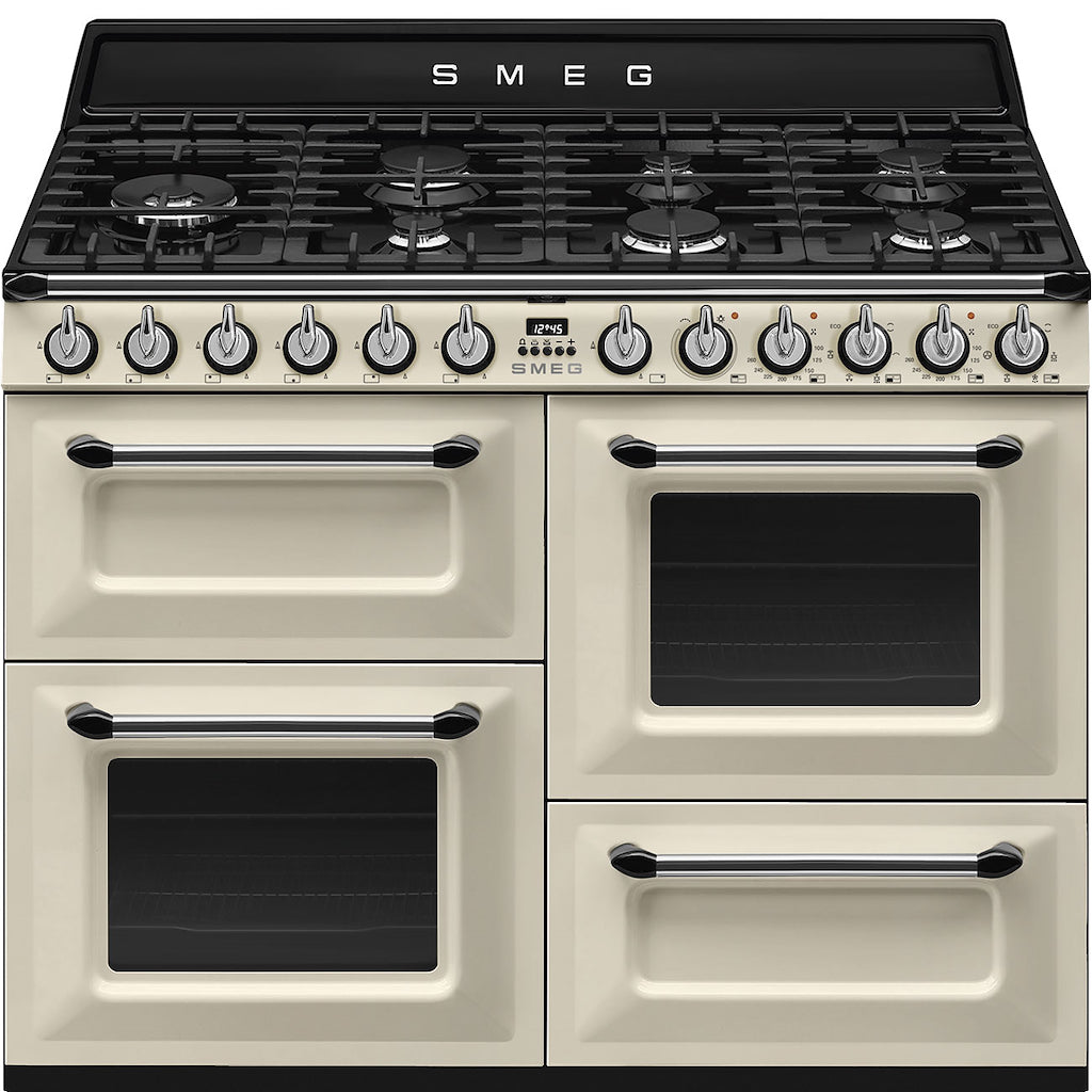 Smeg TR4110P1 110cm Victoria Dual Fuel Range Cooker, Cream