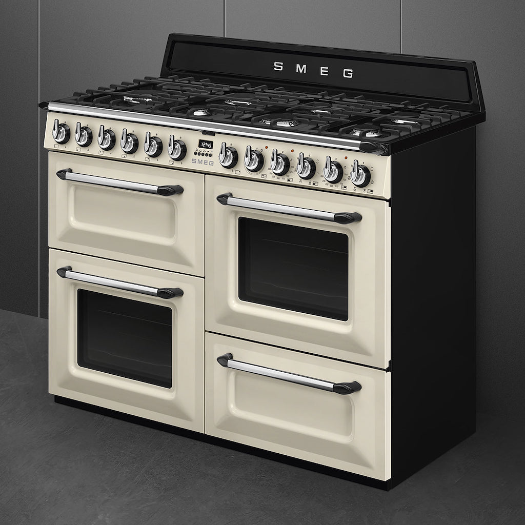 Smeg TR4110P1 110cm Victoria Dual Fuel Range Cooker, Cream