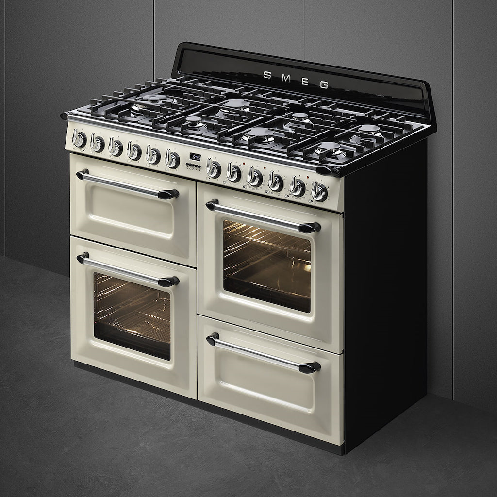 Smeg TR4110P1 110cm Victoria Dual Fuel Range Cooker, Cream