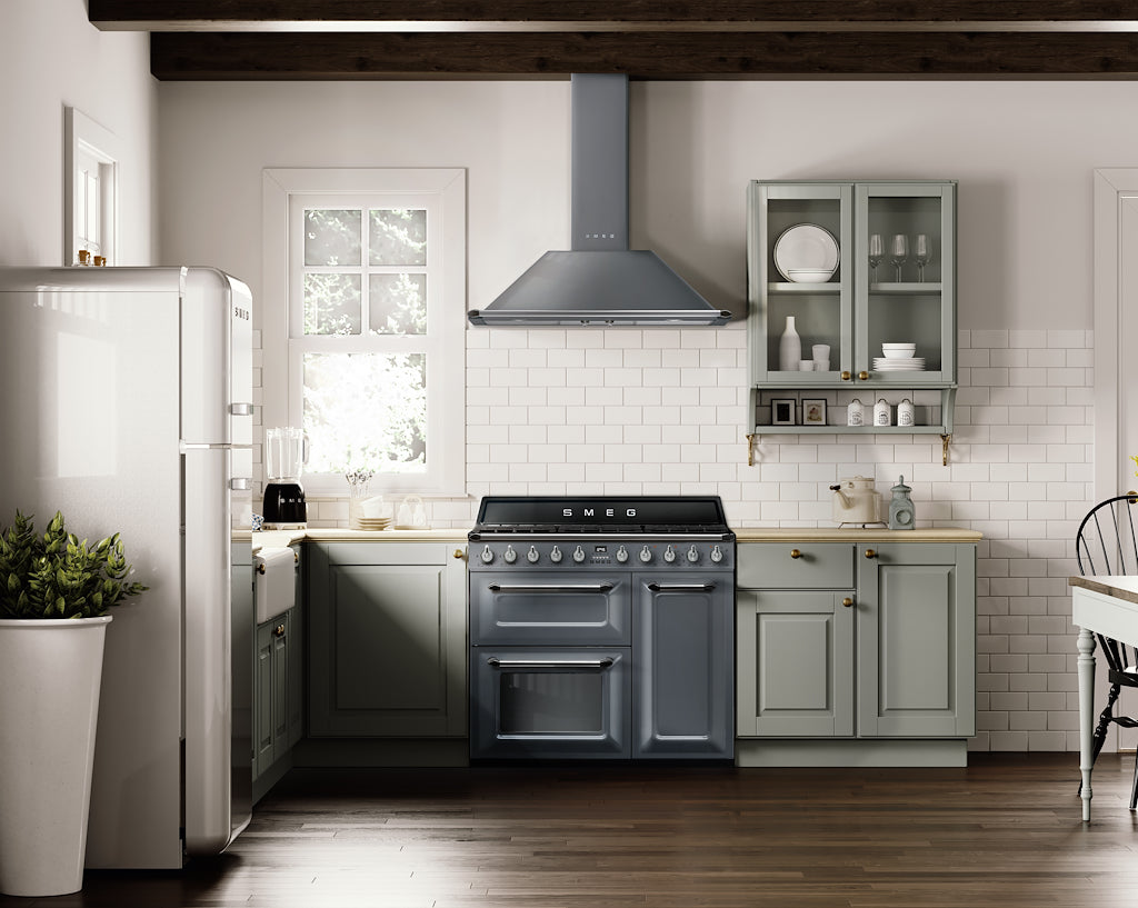 Smeg TR93GR 90cm Victoria Dual Fuel Range Cooker, Slate Grey