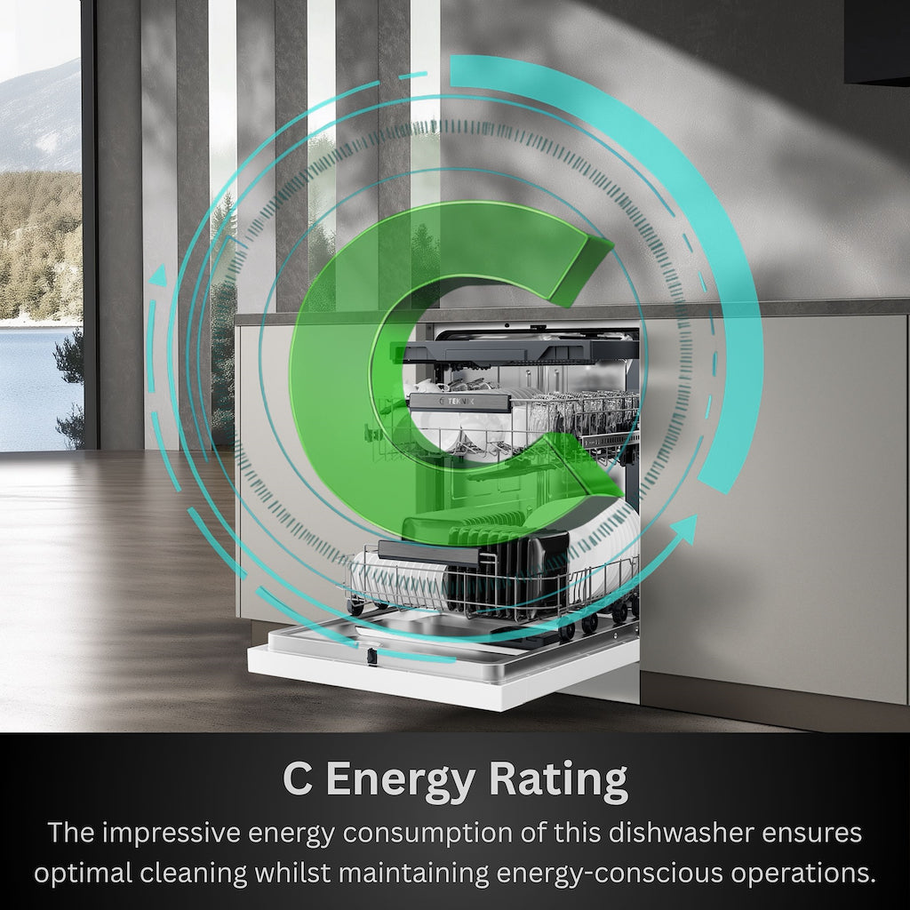 Teknix TX3FD618W 3 Series Freestanding 60cm Dishwasher - 15 Place Settings - Energy Class C - White