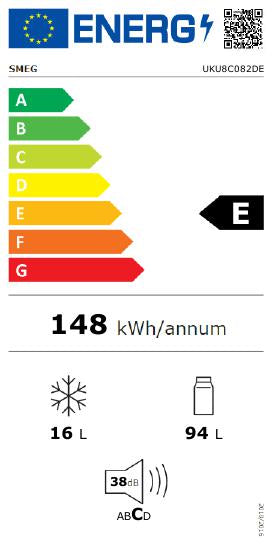 Smeg UKU8C082DE Built-Under Fridge with Ice Box, White