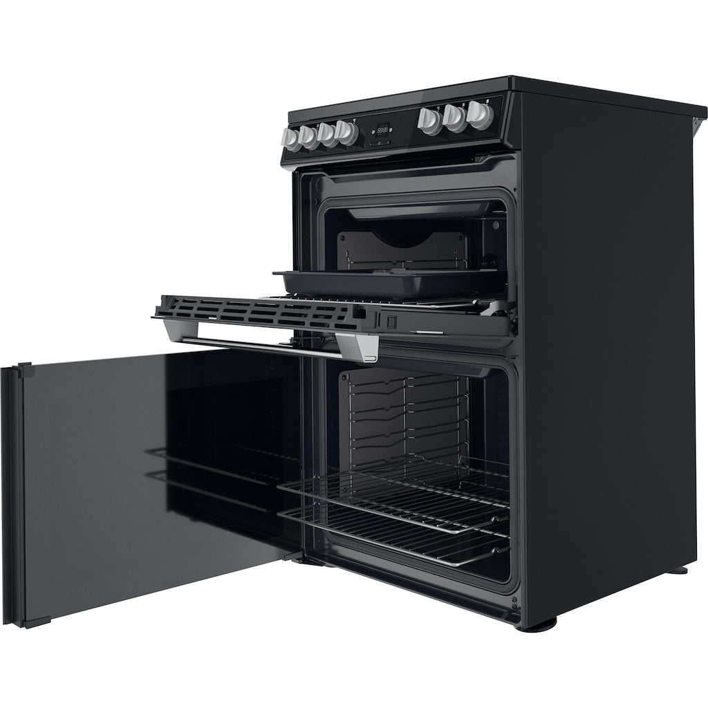 Hotpoint HDT67V9H2CB/UK Ceramic Double Cooker - Black