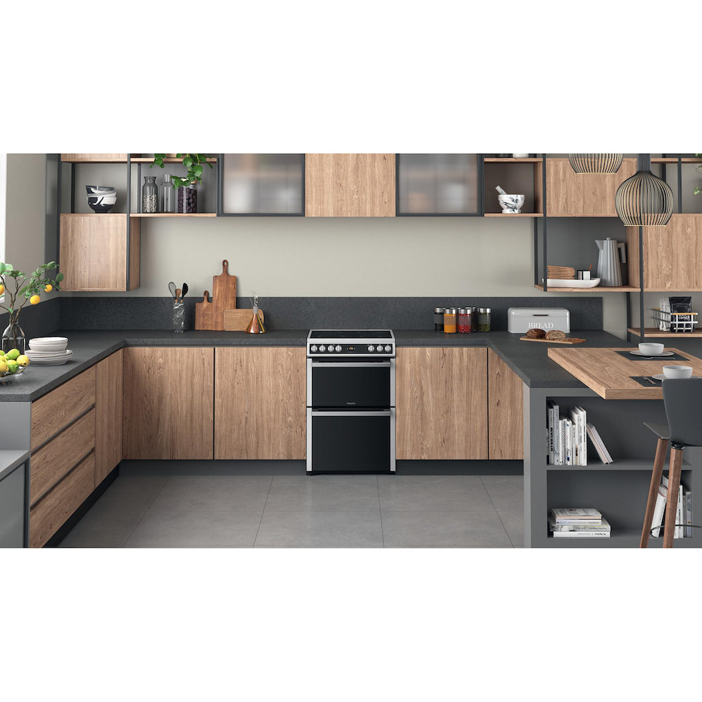 Hotpoint HDT67V9H2CX/UK Double 60cm Electric Cooker - Inox