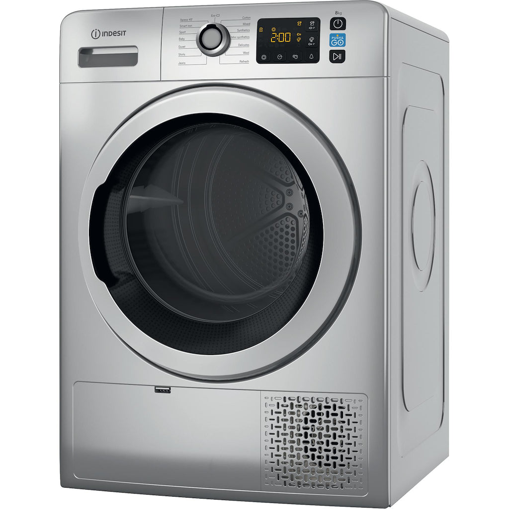 Indesit YT M11 82SS X UK 8kg Freestanding Heat Pump Tumble Dryer - Silver