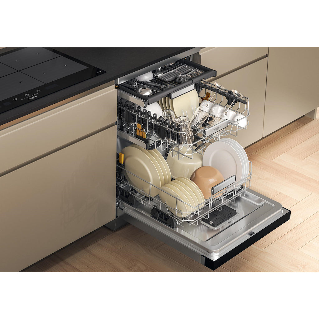Whirlpool W7F HS51 X UK Freestanding Dishwasher- Stainless Steel