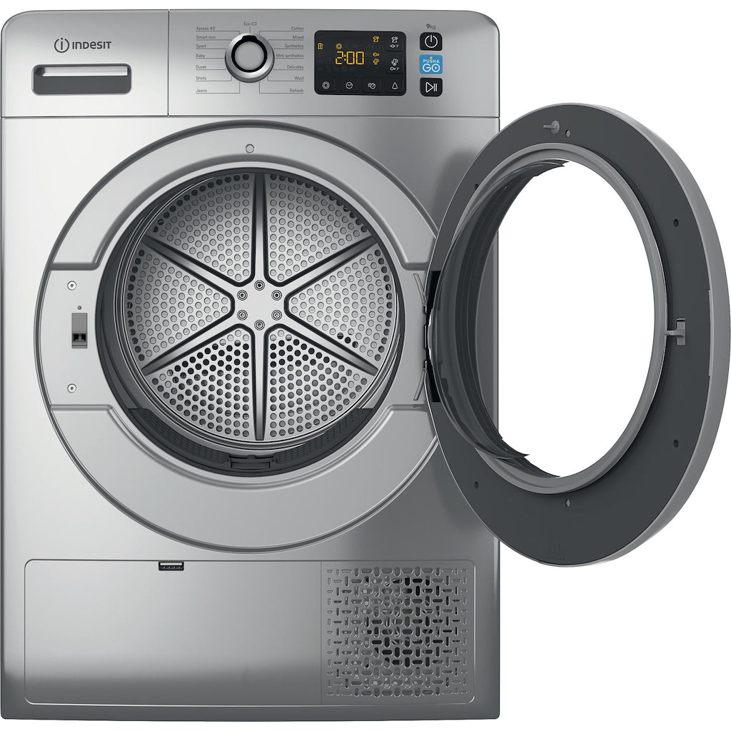 Indesit YT M11 92SS X UK 9kg Freestanding Heat Pump Tumble Dryer - Silver