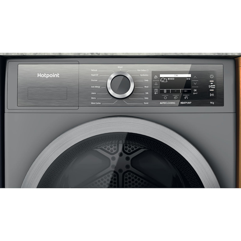 Hotpoint H8 D94SB UK Freestanding 9kg Heat Pump Tumble Dryer - Silver