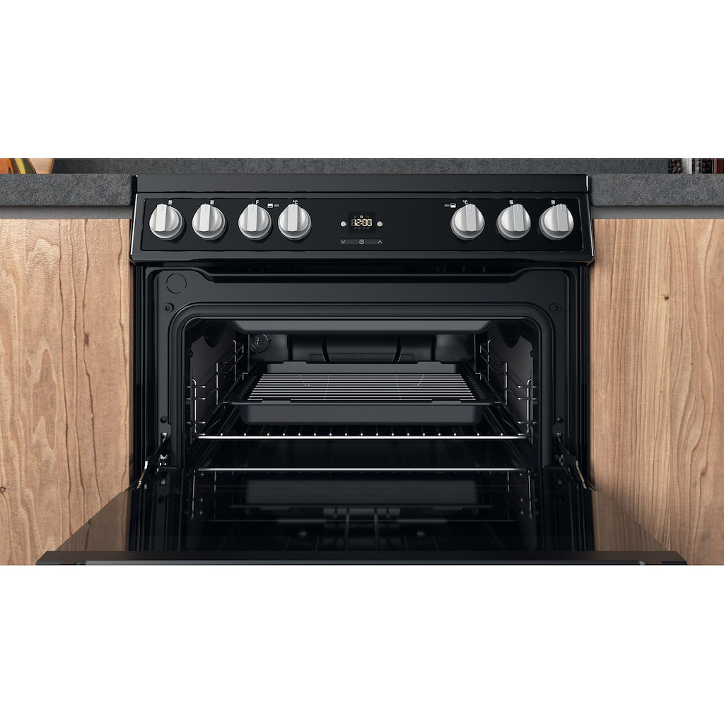 Hotpoint HDT67V9H2CB/UK Ceramic Double Cooker - Black