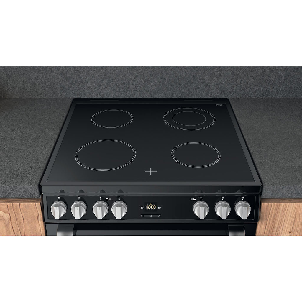 Hotpoint HDT67V9H2CB/UK Ceramic Double Cooker - Black