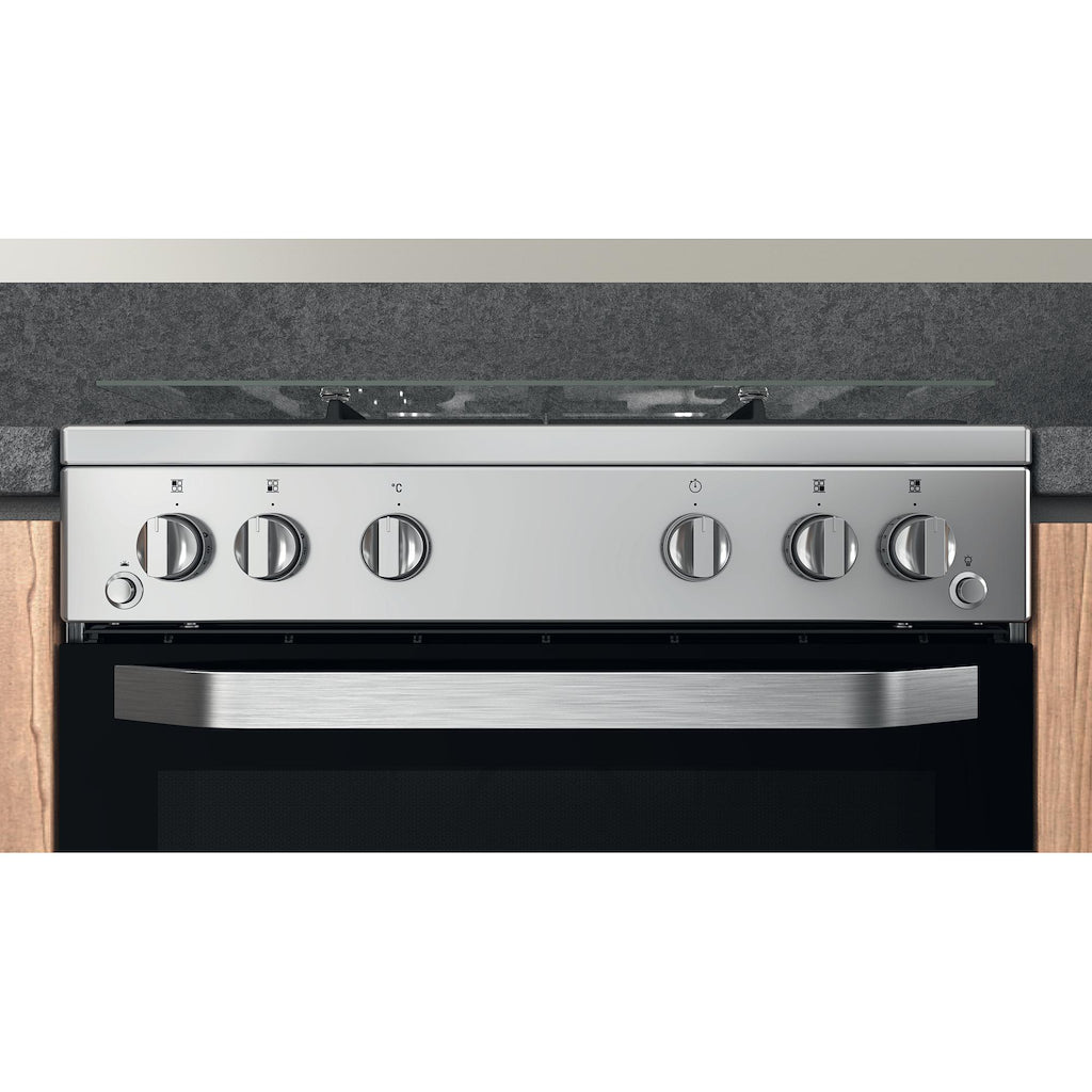 Hotpoint HS67G2PMX/UK Gas Single Cooker - Silver