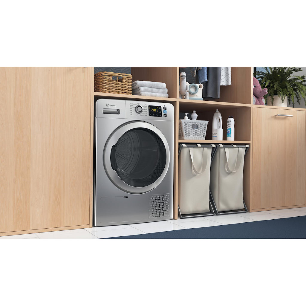 Indesit YT M11 92SS X UK 9kg Freestanding Heat Pump Tumble Dryer - Silver