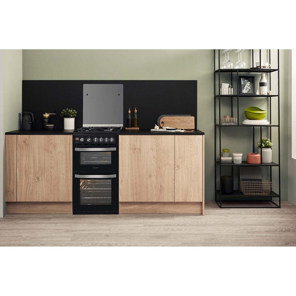 Hotpoint HD5G00CCBK/UK Gas Freestanding 50cm Double Cooker - Black