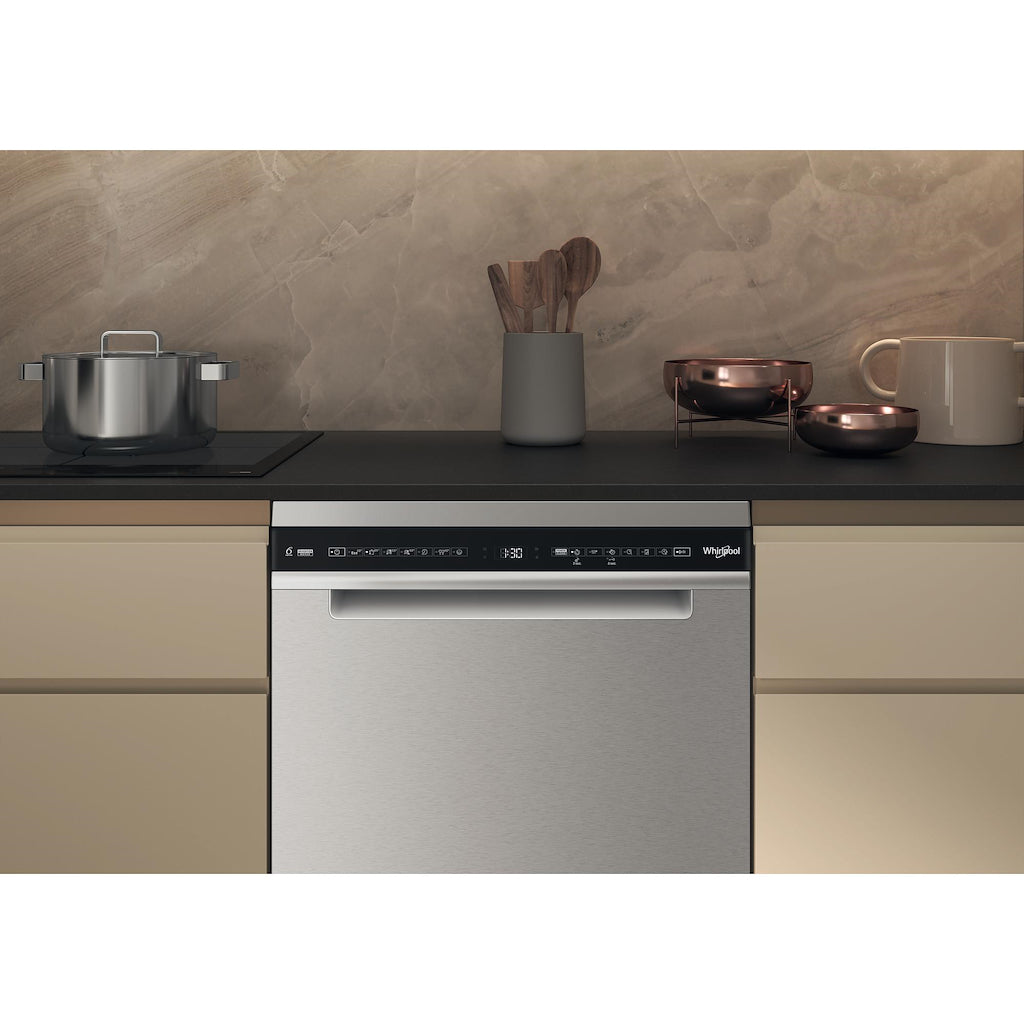 Whirlpool W7F HS51 X UK Freestanding Dishwasher- Stainless Steel