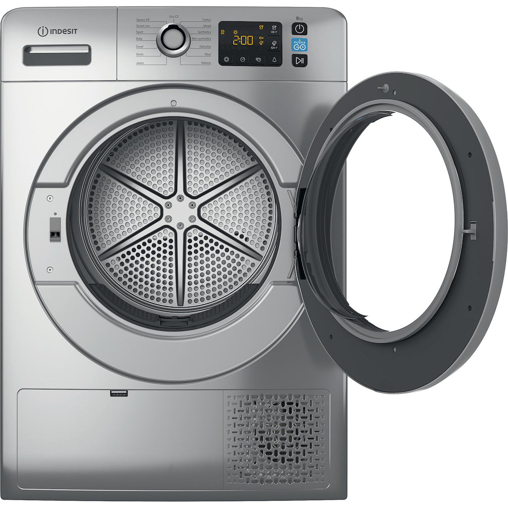 Indesit YT M11 82SS X UK 8kg Freestanding Heat Pump Tumble Dryer - Silver