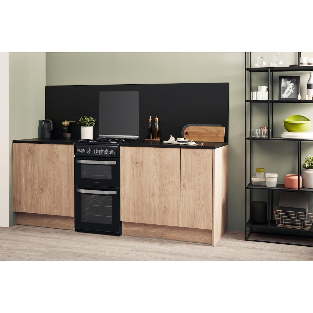 Hotpoint HD5G00CCBK/UK Gas Freestanding 50cm Double Cooker - Black