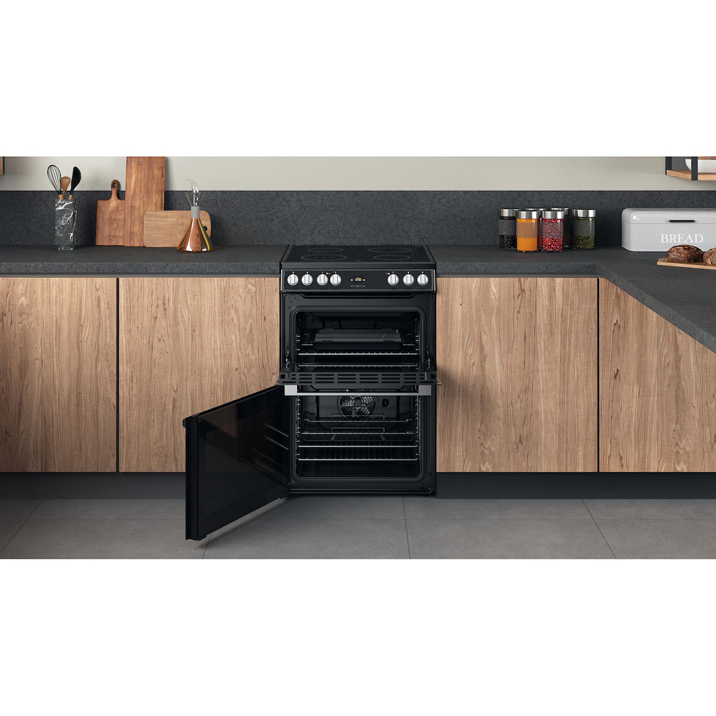 Hotpoint HDT67V9H2CB/UK Ceramic Double Cooker - Black