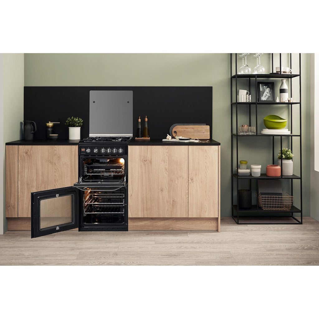 Hotpoint HD5G00CCBK/UK Gas Freestanding 50cm Double Cooker - Black