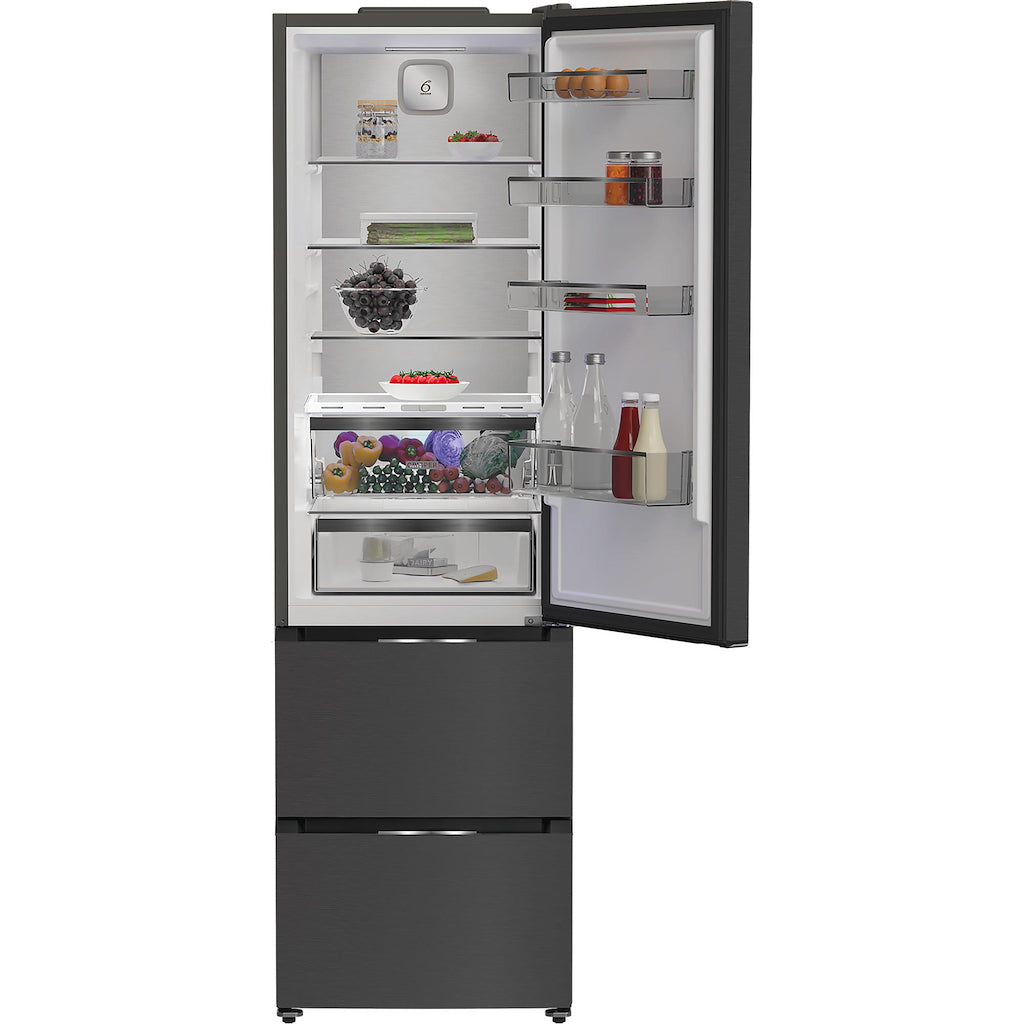 Whirlpool WHKF 6352 XBR5UK Dual No Frost 3 Door Fridge Freezer with 6th Sense - Dark Inox