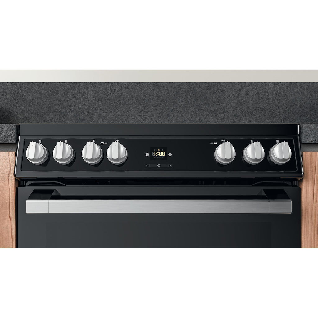 Hotpoint HDT67V9H2CB/UK Ceramic Double Cooker - Black