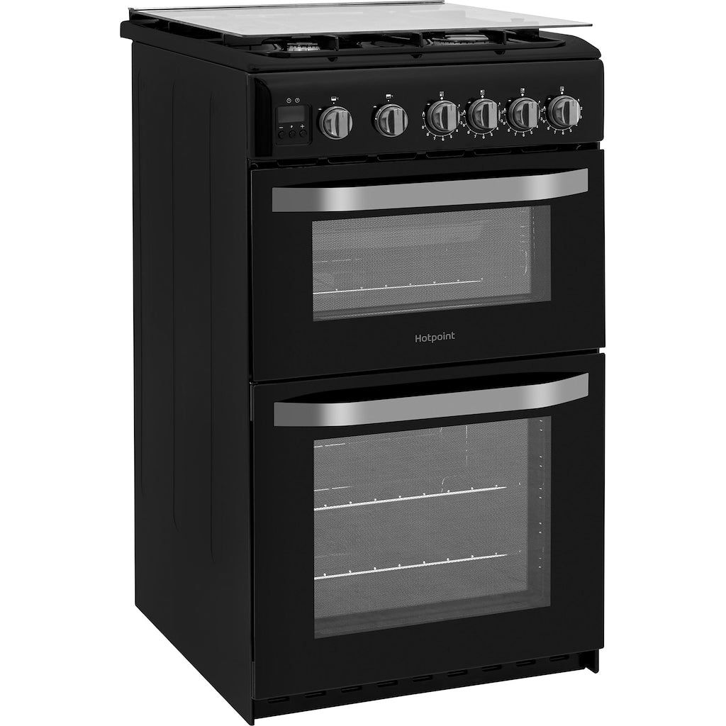 Hotpoint HD5G00CCBK/UK Gas Freestanding 50cm Double Cooker - Black