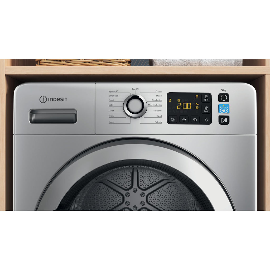 Indesit YT M11 92SS X UK 9kg Freestanding Heat Pump Tumble Dryer - Silver