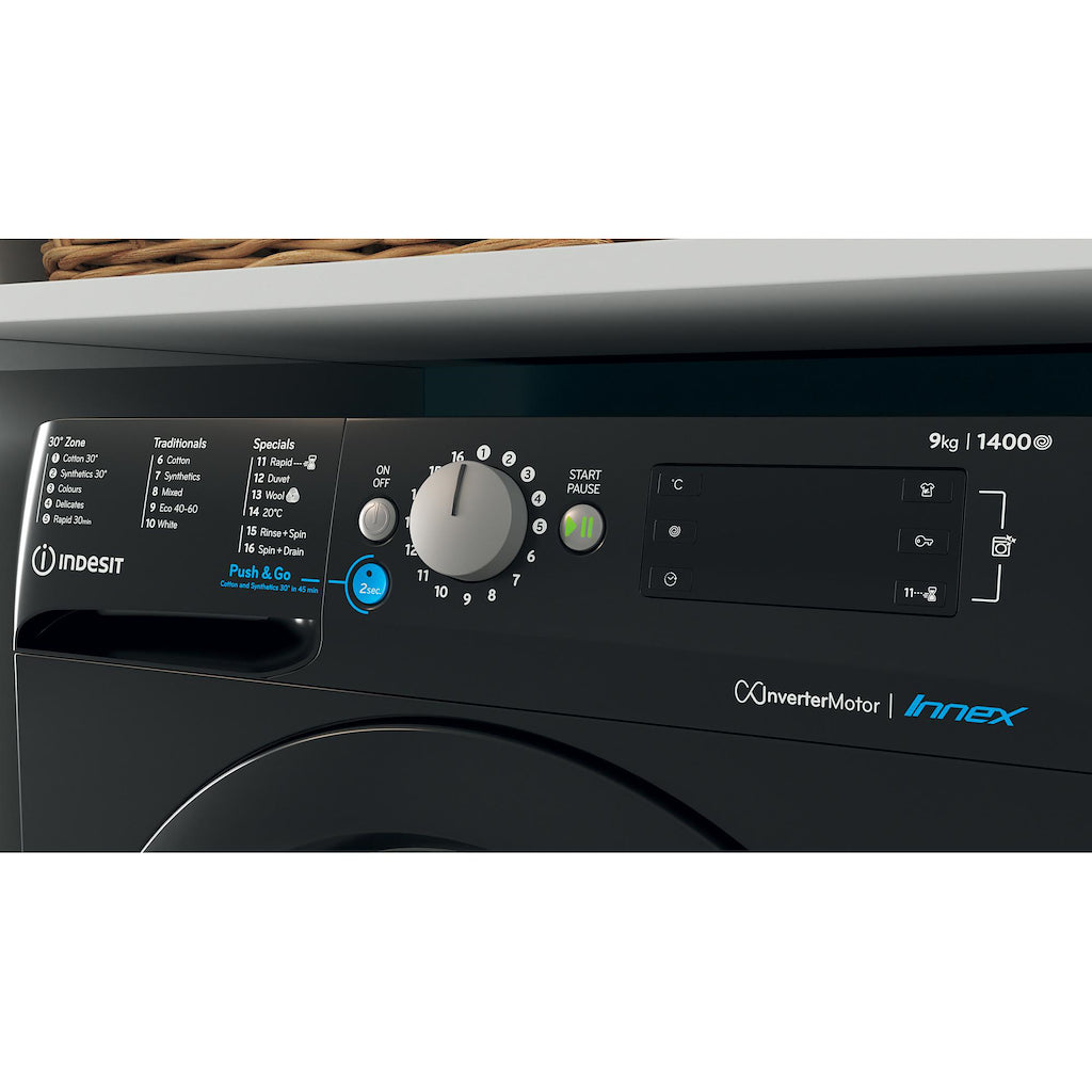 Indesit BWE91496XKUKN 9kg Washing Machine - Black