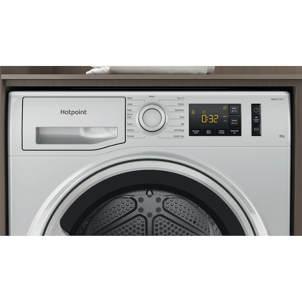 Hotpoint NT M11 82SSK UK Freestanding 8kg Heat Pump Tumble Dryer - Silver