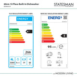 Statesman BDW6014 60cm Integrated Dishwasher 14 Place